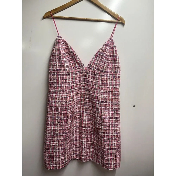 Alice + Olivia NEW Women's Carli Tweed Minidress Size 14 In Pink Designer - Picture 5 of 14
